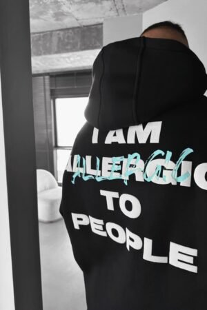 allergic unisex oversized hoodie – black