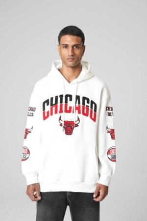 chicago bulls patchwork hoodie – white