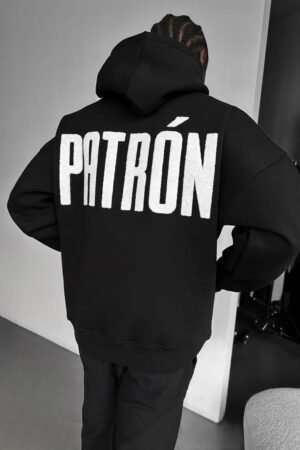 patrÓn embroidered hoodie – black