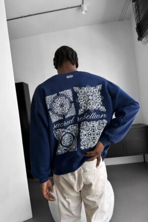 sacred rebellion oversized sweatshirt – navy blue