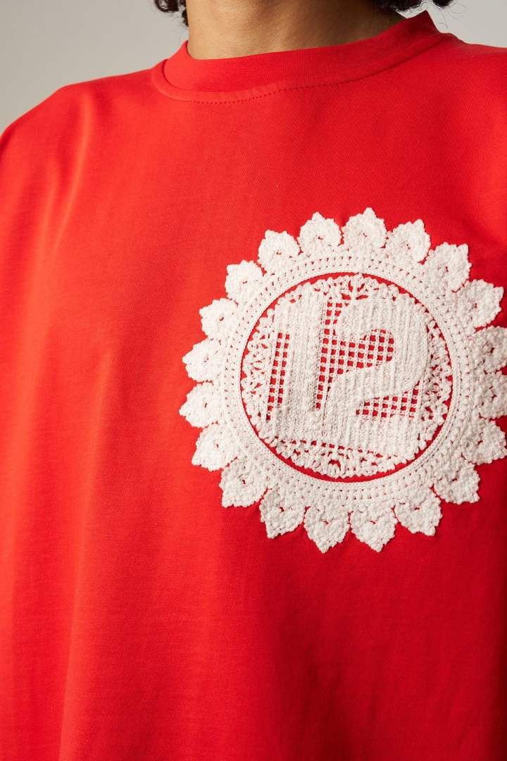 “12” embroidered oversized t shirt – fire red (unisex) “12” embroidered oversized t shirt – fire red (unisex)