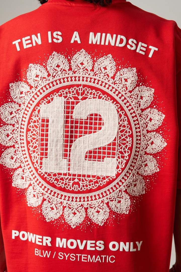 “12” embroidered oversized t shirt – fire red (unisex) “12” embroidered oversized t shirt – fire red (unisex)