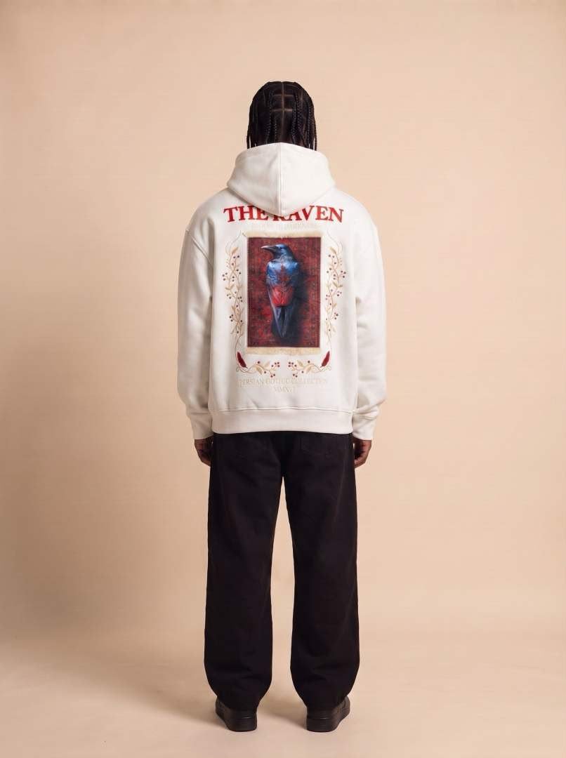 the raven persian gothic designer oversized hoodie – cream the raven persian gothic designer oversized hoodie – cream