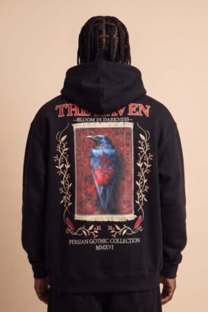the raven persian gothic oversized hoodie – black