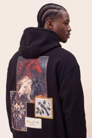 heritage wild oversized hoodie – black