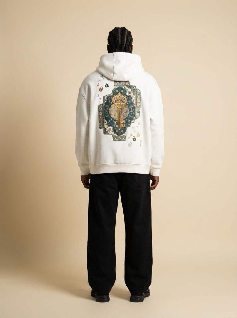 golden key oversized hoodie – off white golden key oversized hoodie – off white
