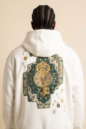 golden key oversized hoodie – off white