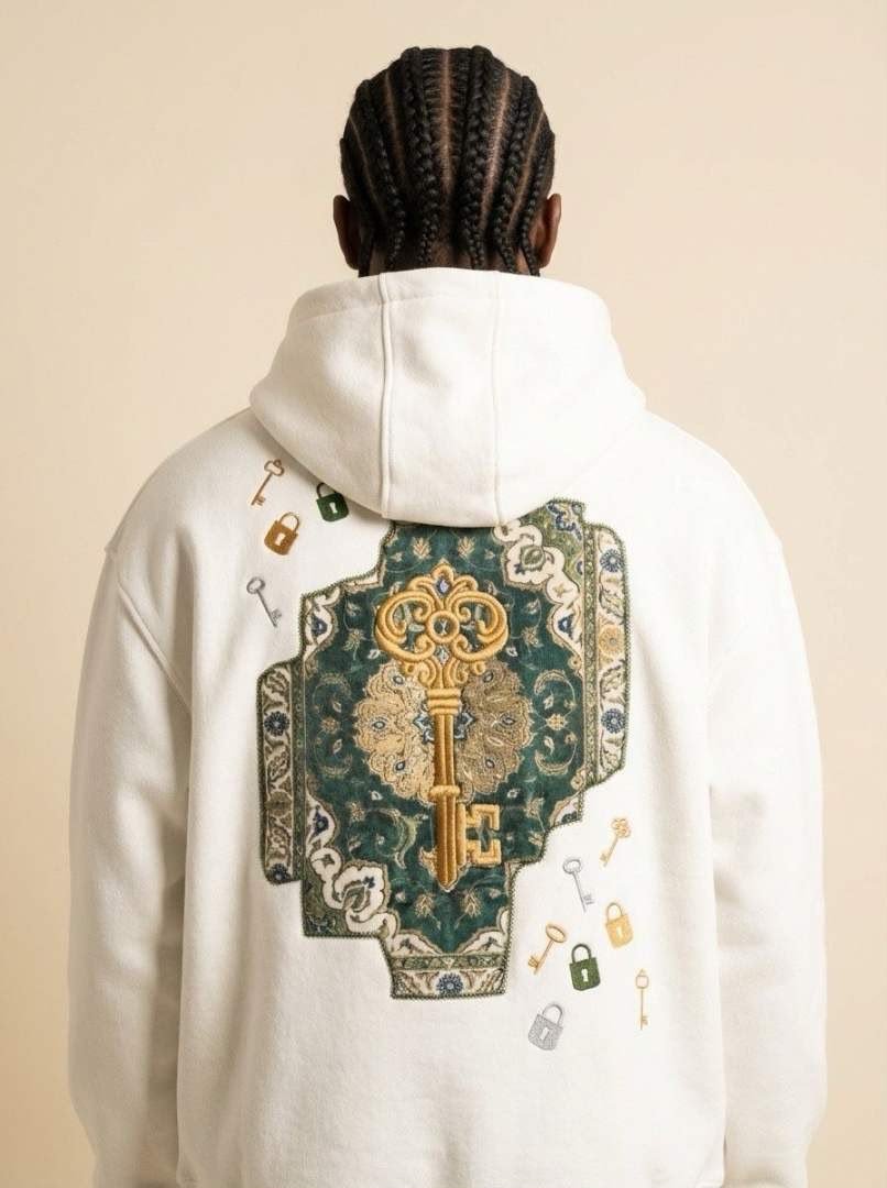 golden key oversized hoodie – off white golden key oversized hoodie – off white