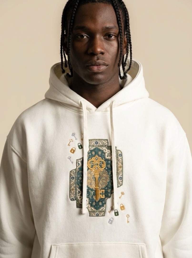 golden key oversized hoodie – off white golden key oversized hoodie – off white